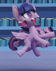 Size: 520x663 | Tagged: safe, screencap, character:twilight sparkle, character:twilight sparkle (alicorn), species:alicorn, species:pony, g4.5, my little pony: stop motion short, my little pony:pony life, cropped, female, great moments in animation, library, mare, pinkie pie wants to play, solo, twilight's castle, twilight's castle library, what has science done
