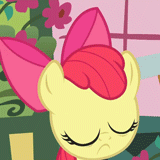 Size: 160x160 | Tagged: safe, screencap, character:apple bloom, episode:call of the cutie, g4, my little pony: friendship is magic, adorabloom, animated, blushing, cropped, cute, faec, lip bite, pouting, sad