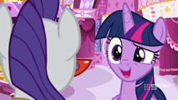 Size: 711x400 | Tagged: safe, screencap, character:rarity, character:twilight sparkle, character:twilight sparkle (alicorn), species:alicorn, species:pony, episode:a-dressing memories, glasses, rarity's glasses