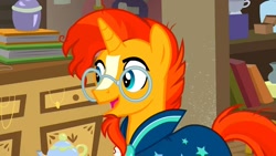 Size: 1280x720 | Tagged: safe, screencap, character:sunburst, species:pony, species:unicorn, episode:uncommon bond, g4, my little pony: friendship is magic, beard, clothing, facial hair, glasses, male, solo