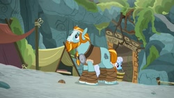 Size: 1280x720 | Tagged: safe, screencap, character:rockhoof, species:pony, episode:a rockhoof and a hard place, g4, my little pony: friendship is magic, beard, braid, clothing, facial hair, male, solo, stallion