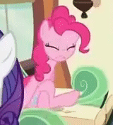 Size: 160x176 | Tagged: safe, screencap, character:pinkie pie, character:rarity, species:earth pony, species:pony, species:unicorn, episode:the last roundup, g4, my little pony: friendship is magic, animated, cropped, crossed legs, desperation, female, mare, need to pee, picture for breezies, potty time, train
