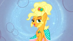 Size: 1280x720 | Tagged: safe, screencap, character:applejack, episode:simple ways, g4, my little pony: friendship is magic, alternate hairstyle, applejewel, clothing, female, sliding background, solo