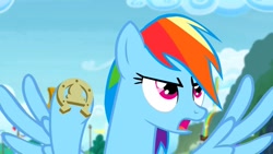 Size: 1280x720 | Tagged: safe, screencap, character:rainbow dash, species:pegasus, species:pony, episode:rainbow falls, g4, my little pony: friendship is magic, female, flying, solo, wings