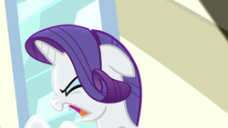 Size: 1920x1080 | Tagged: safe, screencap, character:rarity, species:pony, species:unicorn, episode:dragon dropped, g4, my little pony: friendship is magic, angry, eyes closed, female, floppy ears, mare, nose wrinkle, solo