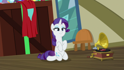 Size: 1920x1080 | Tagged: safe, screencap, character:rarity, species:pony, species:unicorn, episode:dragon dropped, g4, my little pony: friendship is magic, anatomically incorrect, female, incorrect leg anatomy, mare, post office, record player, solo