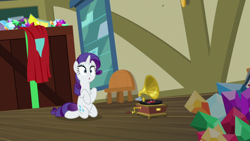 Size: 1920x1080 | Tagged: safe, screencap, character:rarity, species:pony, species:unicorn, episode:dragon dropped, g4, my little pony: friendship is magic, anatomically incorrect, female, gem, gramophone, incorrect leg anatomy, kneeing, mare, post office, record player, solo