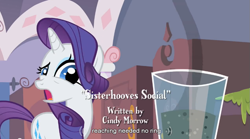 Size: 847x471 | Tagged: safe, screencap, character:rarity, episode:sisterhooves social, g4, my little pony: friendship is magic, burnt juice, youtube caption