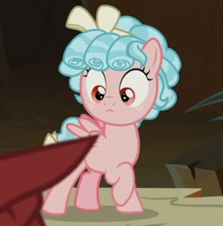 Size: 691x700 | Tagged: safe, screencap, character:cozy glow, character:lord tirek, species:centaur, species:pegasus, species:pony, episode:frenemies, g4, my little pony: friendship is magic, cozybetes, cropped, cute, female, filly, freckles, male, male pov, offscreen character, pointing, pov, raised hoof, solo focus
