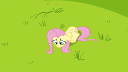 Size: 1920x1080 | Tagged: safe, screencap, character:fluttershy, episode:hurricane fluttershy, g4, my little pony: friendship is magic, cute, looking down, prone, sad, sadorable, solo