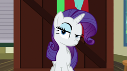 Size: 1920x1080 | Tagged: safe, screencap, character:rarity, species:pony, species:unicorn, episode:dragon dropped, g4, my little pony: friendship is magic, female, mare, post office, raised eyebrow, solo