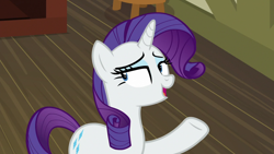 Size: 1920x1080 | Tagged: safe, screencap, character:rarity, species:pony, species:unicorn, episode:dragon dropped, g4, my little pony: friendship is magic, female, mare, post office, raised hoof, solo
