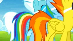 Size: 1280x720 | Tagged: safe, screencap, character:fleetfoot, character:rainbow dash, character:spitfire, species:pegasus, species:pony, episode:rainbow falls, g4, my little pony: friendship is magic, butt, female, goggles, tail