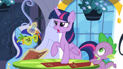 Size: 1920x1080 | Tagged: safe, screencap, character:minuette, character:spike, character:twilight sparkle, character:twilight sparkle (alicorn), species:alicorn, species:dragon, species:pony, species:unicorn, episode:amending fences, g4, my little pony: friendship is magic
