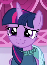 Size: 277x381 | Tagged: safe, screencap, character:twilight sparkle, character:twilight sparkle (alicorn), species:alicorn, species:pony, episode:a-dressing memories, adorkable, beautiful, clothing, coronation dress, cropped, cute, dork, dress, female, mare, smiling, solo, twiabetes
