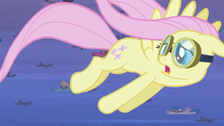 Size: 1920x1080 | Tagged: safe, screencap, character:fluttershy, character:rainbow swoop, character:spectrum, character:white lightning, species:pegasus, species:pony, episode:hurricane fluttershy, g4, my little pony: friendship is magic, background pony, dewdrop, female, flying, goggles, male, mare, rainbow swoop, spectrum, stallion