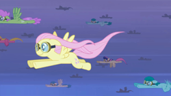 Size: 1920x1080 | Tagged: safe, screencap, character:fluttershy, character:spring melody, character:sprinkle medley, character:white lightning, species:pegasus, species:pony, episode:hurricane fluttershy, g4, my little pony: friendship is magic, background pony, bons away, female, flying, goggles, male, mare, slipstream, stallion
