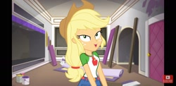 Size: 2220x1080 | Tagged: safe, screencap, character:applejack, episode:diy with applejack, g4, my little pony:equestria girls, upscaled, youtube