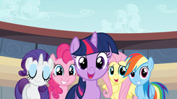 Size: 1920x1080 | Tagged: safe, screencap, character:fluttershy, character:pinkie pie, character:rainbow dash, character:rarity, character:twilight sparkle, species:earth pony, species:pegasus, species:pony, species:unicorn, episode:the last roundup, g4, my little pony: friendship is magic
