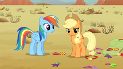 Size: 1920x1080 | Tagged: safe, screencap, character:applejack, character:rainbow dash, species:earth pony, species:pegasus, species:pony, episode:the last roundup, g4, my little pony: friendship is magic