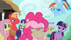 Size: 1920x1080 | Tagged: safe, screencap, character:big mcintosh, character:fluttershy, character:mayor mare, character:pinkie pie, character:rainbow dash, character:rarity, character:twilight sparkle, species:earth pony, species:pegasus, species:pony, species:unicorn, episode:the last roundup, g4, my little pony: friendship is magic