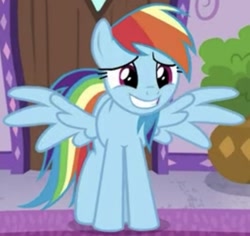 Size: 608x575 | Tagged: safe, screencap, character:rainbow dash, species:pegasus, species:pony, episode:deep tissue memories, cropped, cute, dashabetes, solo, spread wings, wings