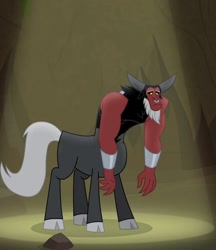 Size: 606x702 | Tagged: safe, screencap, character:lord tirek, species:centaur, episode:frenemies, g4, my little pony: friendship is magic, bracer, cloven hooves, colored hooves, cropped, cute, floppy ears, nose piercing, nose ring, piercing, sad, sadorable, spotlight, standing, tirebetes