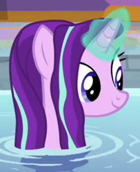 Size: 288x355 | Tagged: safe, screencap, character:starlight glimmer, species:pony, species:unicorn, episode:deep tissue memories, cropped, cute, glimmerbetes, long hair, long mane, magic, magic aura, solo, wet hair, wet mane, wet mane starlight glimmer