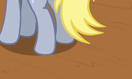 Size: 465x278 | Tagged: safe, screencap, character:derpy hooves, episode:the last roundup, g4, my little pony: friendship is magic, animated, bubble butt, butt, female, iron plot, plot, sitting, solo