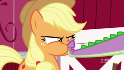 Size: 1280x720 | Tagged: safe, screencap, character:applejack, character:spike, episode:harvesting memories