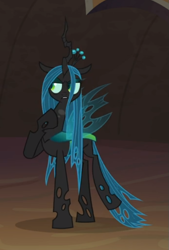 Size: 449x664 | Tagged: safe, screencap, character:queen chrysalis, species:changeling, episode:frenemies, g4, my little pony: friendship is magic, cropped, lidded eyes, solo