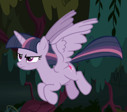 Size: 890x783 | Tagged: safe, screencap, character:mean twilight sparkle, episode:the mean 6, g4, my little pony: friendship is magic, cropped, flying, solo, spread wings, wings