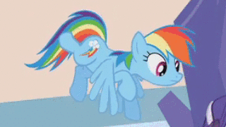 Size: 320x180 | Tagged: safe, screencap, character:rainbow dash, character:rarity, episode:games ponies play, g4, my little pony: friendship is magic, animated, out of context, raised leg
