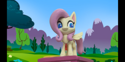Size: 2160x1080 | Tagged: safe, screencap, character:fluttershy, species:pegasus, species:pony, g4.5, my little pony: stop motion short, my little pony:pony life, cute, looking at you, rainbow dashs coaching whistle, referee, referee fluttershy, shyabetes, smiling, solo, stop motion, volleyball game between rainbow dash and applejack, whistle, whistle necklace