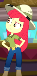 Size: 731x1471 | Tagged: safe, screencap, character:apple bloom, episode:the canterlot movie club, eqg summertime shorts, g4, my little pony:equestria girls, cropped, solo