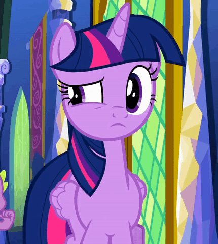 Size: 430x480 | Tagged: safe, screencap, character:spike, character:twilight sparkle, character:twilight sparkle (alicorn), species:alicorn, species:dragon, species:pony, episode:the parent map, g4, animated, cropped, eyeroll, female, folded wings, gif, horn, looking at someone, male, mare, offscreen character, twilight's castle, walking, wings
