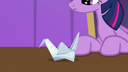 Size: 1920x1080 | Tagged: safe, screencap, character:twilight sparkle, character:twilight sparkle (alicorn), species:alicorn, species:pony, episode:a horse shoe-in, g4, my little pony: friendship is magic, female, mare, napkin, object, origami, solo