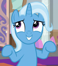 Size: 549x625 | Tagged: safe, screencap, character:trixie, species:pony, species:unicorn, episode:a horse shoe-in, g4, my little pony: friendship is magic, cropped, female, mare, solo