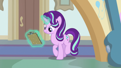 Size: 1920x1080 | Tagged: safe, screencap, character:starlight glimmer, species:pony, species:unicorn, episode:a horse shoe-in, g4, my little pony: friendship is magic, clipboard, female, magic, magic aura, mare, solo, telekinesis