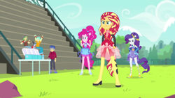 Size: 1920x1080 | Tagged: safe, screencap, character:flash sentry, character:pinkie pie, character:rarity, character:ringo, character:sandalwood, character:sunset shimmer, episode:cheer you on, g4, my little pony:equestria girls, brawly beats, ringo