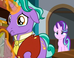 Size: 862x673 | Tagged: safe, screencap, character:firelight, character:starlight glimmer, species:pony, species:unicorn, episode:the parent map, g4, cropped, crying, female, floppy ears, magic, male, mare, sad, stallion, teary eyes, telekinesis