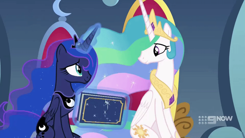 Size: 960x540 | Tagged: safe, screencap, character:princess celestia, character:princess luna, species:alicorn, species:pony, episode:memories and more, animated, gif