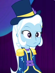 Size: 540x715 | Tagged: safe, screencap, character:trixie, equestria girls:spring breakdown, g4, my little pony:equestria girls, clothing, cropped, cute, diatrixes, hat, magician outfit, solo, top hat
