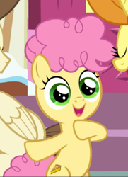 Size: 525x726 | Tagged: safe, screencap, character:li'l cheese, character:pound cake, character:pumpkin cake, species:earth pony, species:pegasus, species:pony, species:unicorn, episode:the last problem, g4, my little pony: friendship is magic, bipedal, colt, cropped, cute, female, green eyes, li'l cuteese, male, mare, offscreen character, older, older pound cake, older pumpkin cake, open mouth, smiling, solo focus, stallion
