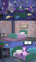 Size: 1920x3240 | Tagged: safe, screencap, character:starlight glimmer, species:pony, species:unicorn, episode:every little thing she does, episode:the cutie map, episode:the parent map, g4, my little pony: friendship is magic, bed, bedroom, female, pillow, solo, starlight's room