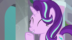 Size: 1920x1080 | Tagged: safe, screencap, character:starlight glimmer, species:pony, species:unicorn, episode:a horse shoe-in, g4, my little pony: friendship is magic, cute, eyes closed, female, glimmerbetes, mare, solo
