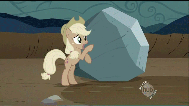 Size: 640x360 | Tagged: safe, screencap, character:applejack, character:rarity, episode:the return of harmony, g4, my little pony: friendship is magic, animated, fight, hub logo, kick