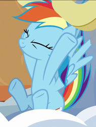 Size: 492x649 | Tagged: safe, screencap, character:rainbow dash, species:pegasus, species:pony, episode:grannies gone wild, g4, my little pony: friendship is magic, cropped, cute, dashabetes, excited, eyes closed, female, mare, raised hooves, roller coaster, smiling, solo