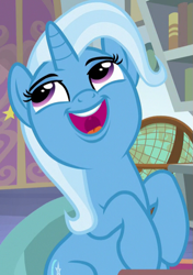 Size: 439x623 | Tagged: safe, screencap, character:trixie, species:pony, species:unicorn, episode:a horse shoe-in, g4, my little pony: friendship is magic, cropped, female, globe, mare, solo