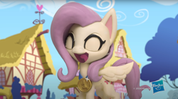 Size: 1672x935 | Tagged: safe, screencap, character:fluttershy, species:pegasus, species:pony, g4.5, my little pony: stop motion short, my little pony:pony life, cute, female, mare, medal, shyabetes, solo, stop motion, the great race (short)